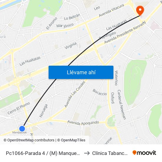 Pc1066-Parada 4 / (M) Manquehue to Clínica Tabancura map