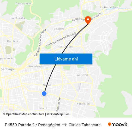 Pd559-Parada 2 / Pedagógico to Clínica Tabancura map