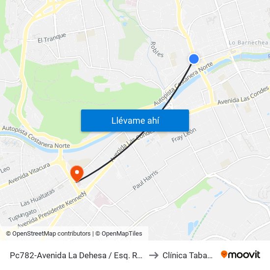 Pc782-Avenida La Dehesa / Esq. Raúl Labbé to Clínica Tabancura map