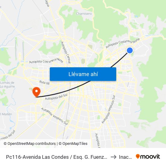 Pc116-Avenida Las Condes / Esq. G. Fuenzalida to Inacap map