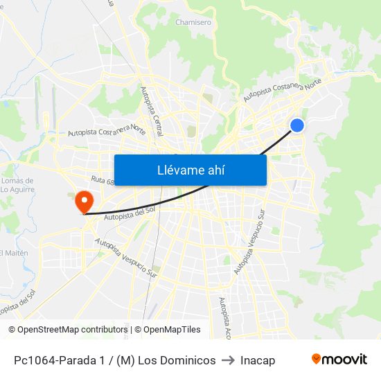 Pc1064-Parada 1 / (M) Los Dominicos to Inacap map