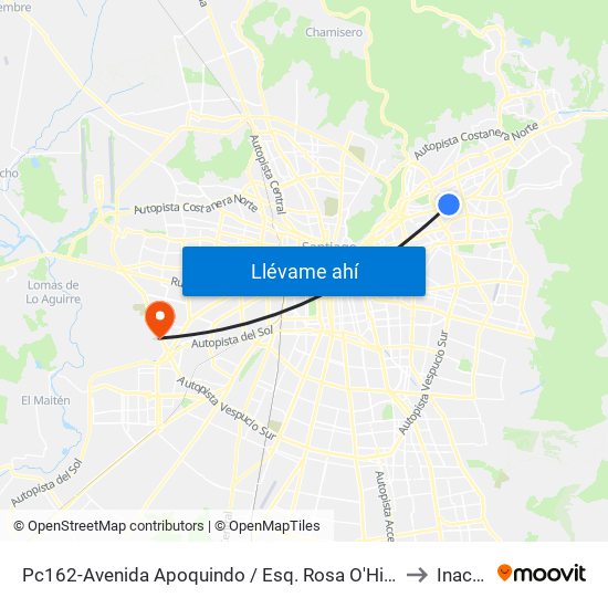 Pc162-Avenida Apoquindo / Esq. Rosa O'Higgins to Inacap map