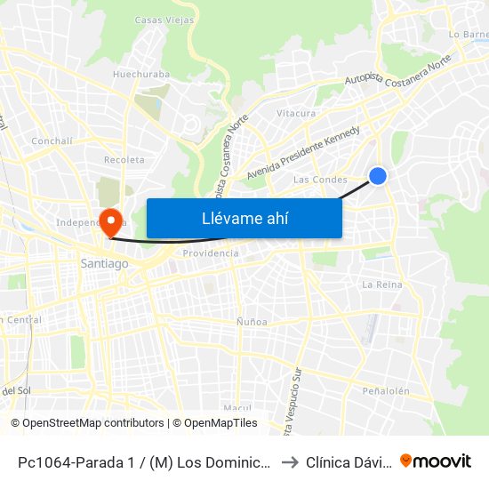 Pc1064-Parada 1 / (M) Los Dominicos to Clínica Dávila map