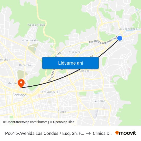 Pc616-Avenida Las Condes / Esq. Sn. Fco. De Asís to Clínica Dávila map