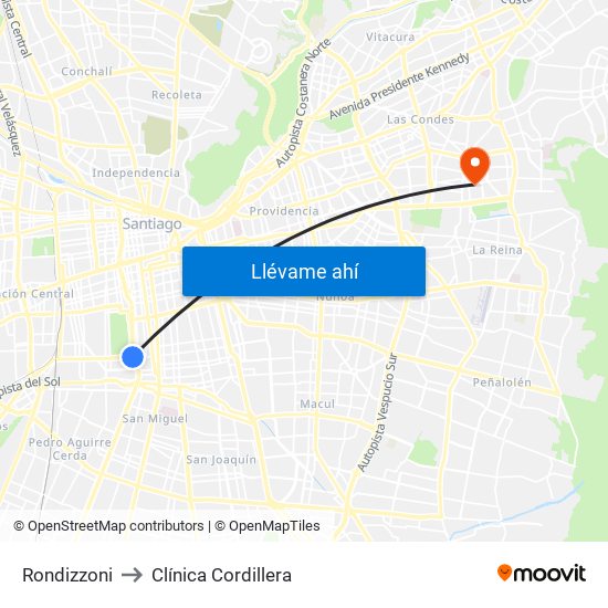 Rondizzoni to Clínica Cordillera map