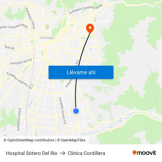 Hospital Sótero Del Río to Clínica Cordillera map