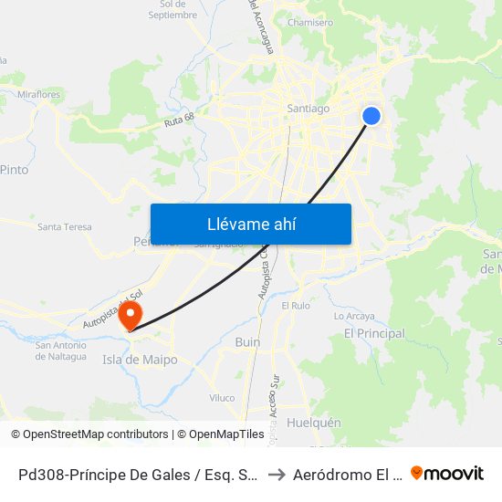 Pd308-Príncipe De Gales / Esq. S. Izquierdo to Aeródromo El Corte map