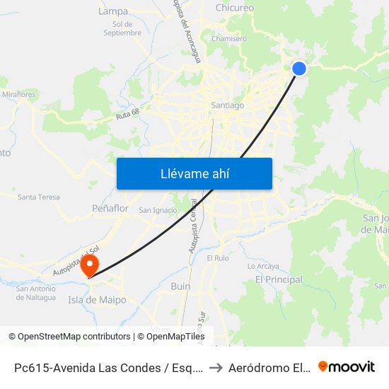 Pc615-Avenida Las Condes / Esq. La Cabaña to Aeródromo El Corte map