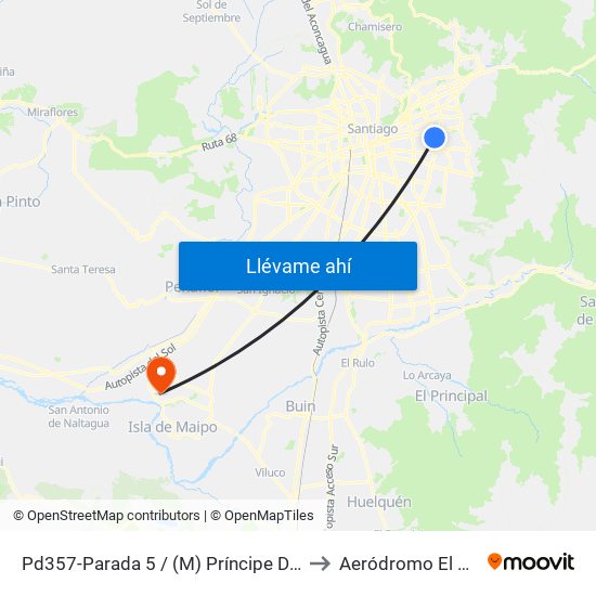 Pd357-Parada 5 / (M) Príncipe De Gales to Aeródromo El Corte map