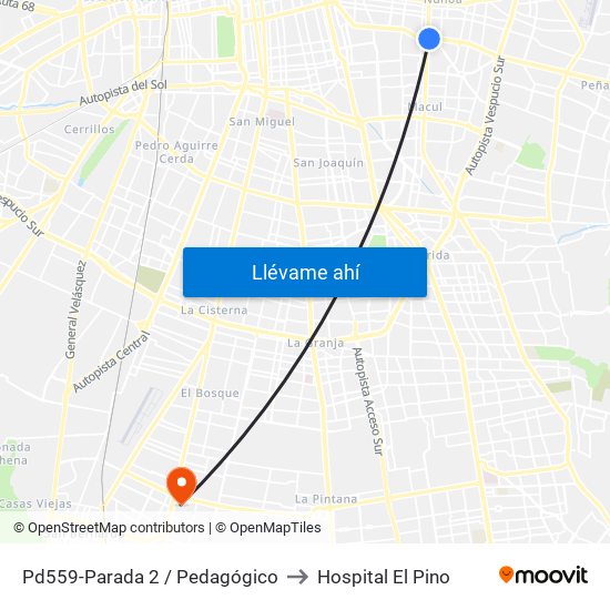 Pd559-Parada 2 / Pedagógico to Hospital El Pino map