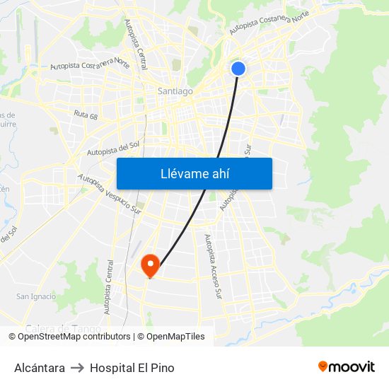 Alcántara to Hospital El Pino map