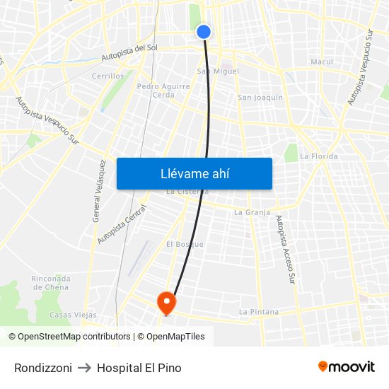 Rondizzoni to Hospital El Pino map