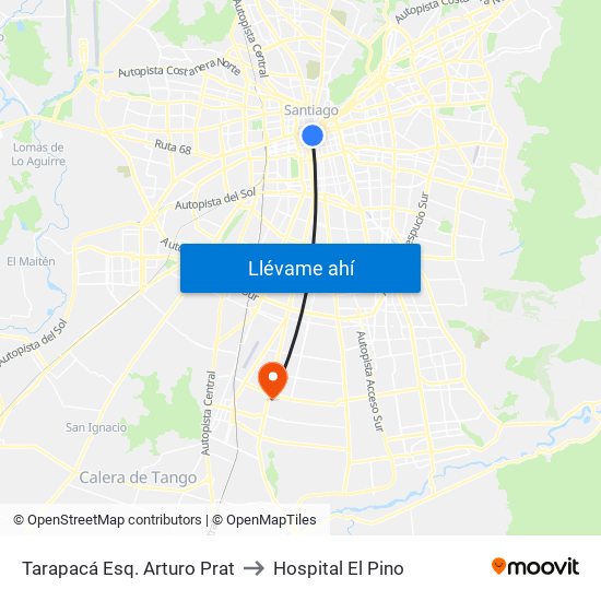 Tarapacá Esq. Arturo Prat to Hospital El Pino map
