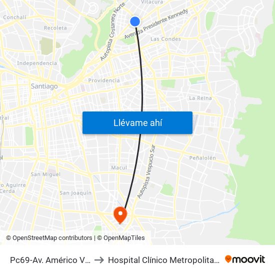 Pc69-Av. Américo Vespucio / Esq. Avenida Vitacura to Hospital Clínico Metropolitano De La Florida Doctora Eloísa Díaz Insunza map