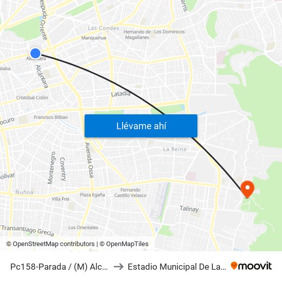 Pc158-Parada / (M) Alcántara to Estadio Municipal De La Reina map