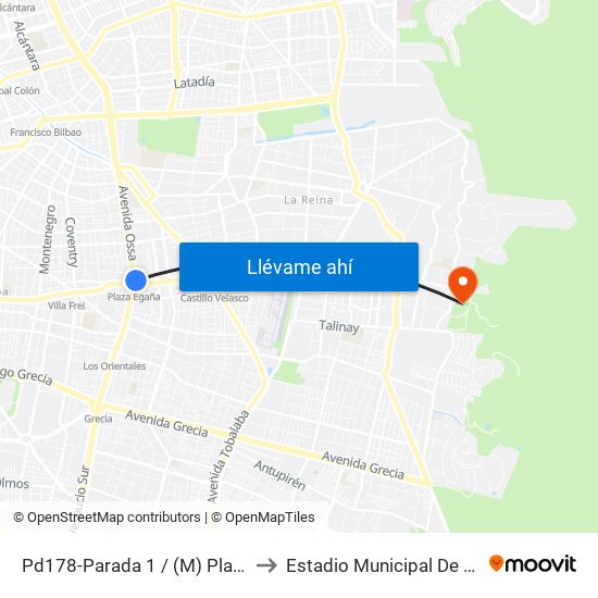 Pd178-Parada 1 / (M) Plaza Egaña to Estadio Municipal De La Reina map