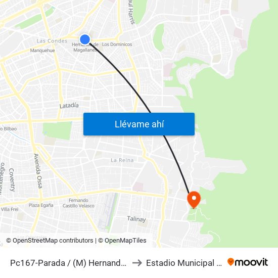 Pc167-Parada / (M) Hernando De Magallanes to Estadio Municipal De La Reina map
