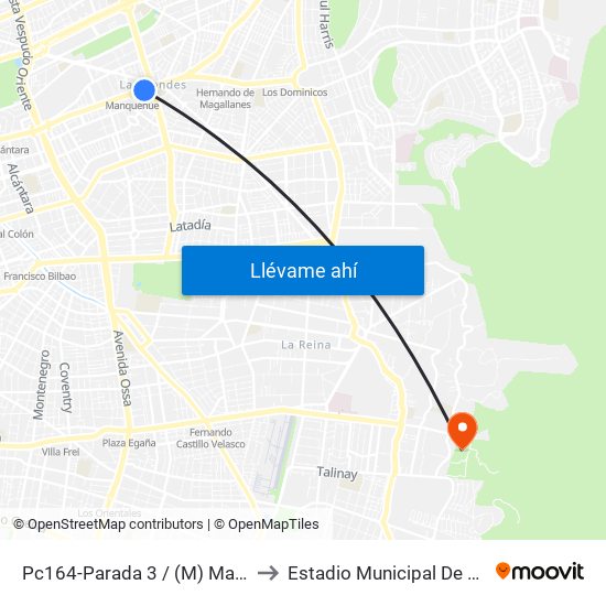 Pc164-Parada 3 / (M) Manquehue to Estadio Municipal De La Reina map