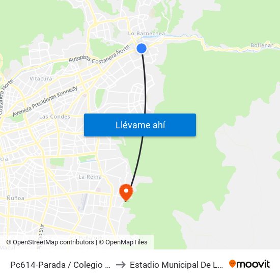 Pc614-Parada / Colegio Hebreo to Estadio Municipal De La Reina map