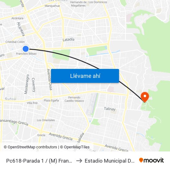 Pc618-Parada 1 / (M) Francisco Bilbao to Estadio Municipal De La Reina map