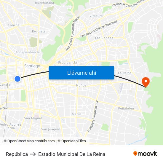 República to Estadio Municipal De La Reina map