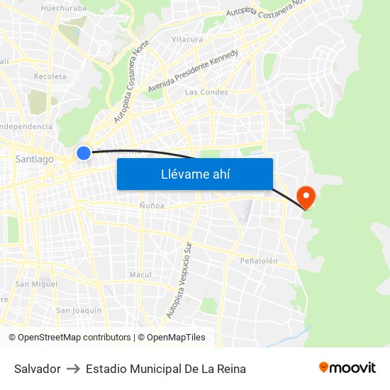 Salvador to Estadio Municipal De La Reina map