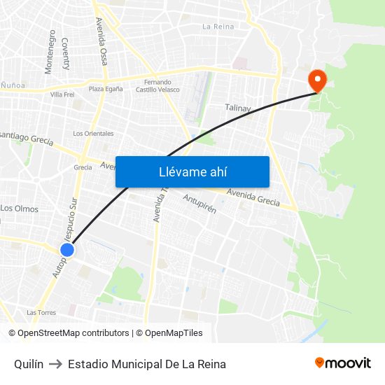 Quilín to Estadio Municipal De La Reina map