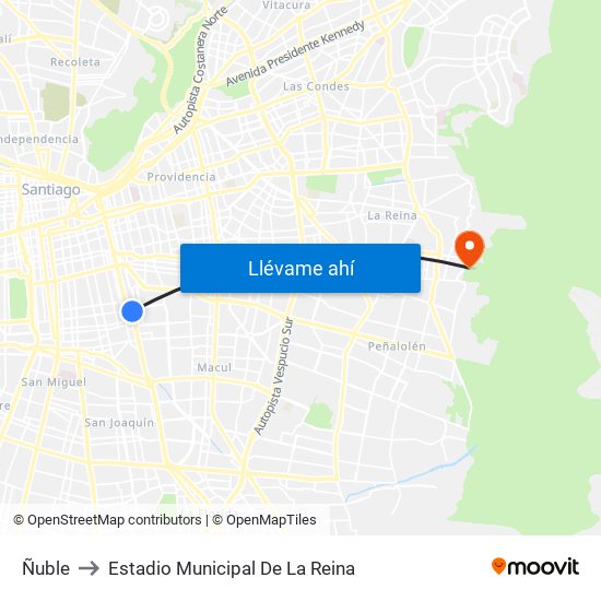 Ñuble to Estadio Municipal De La Reina map