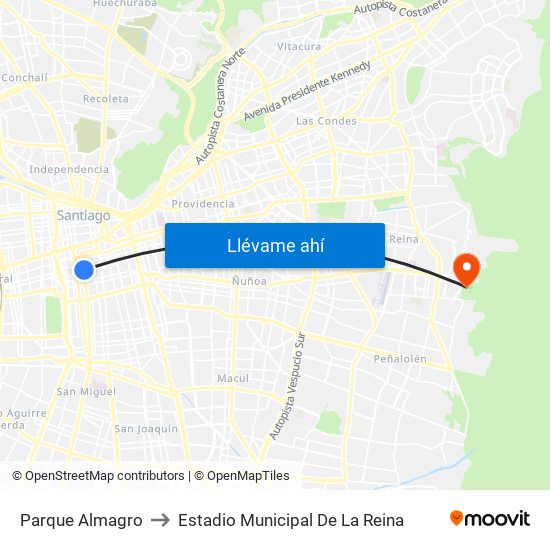 Parque Almagro to Estadio Municipal De La Reina map