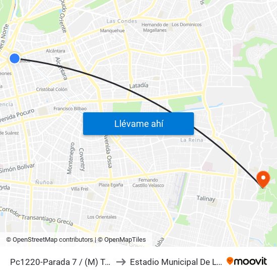 Pc1220-Parada 7 / (M) Tobalaba to Estadio Municipal De La Reina map