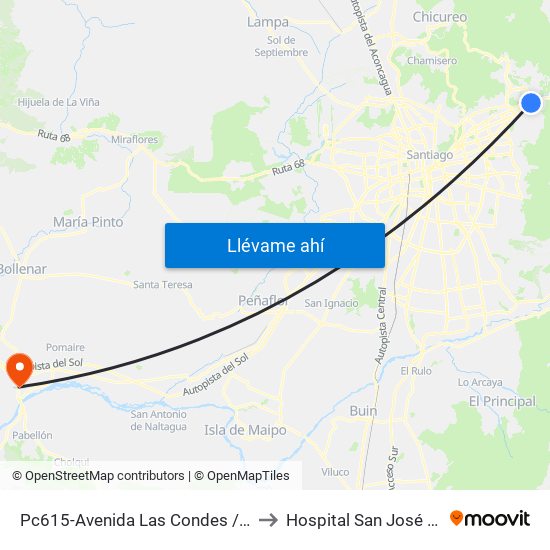 Pc615-Avenida Las Condes / Esq. La Cabaña to Hospital San José De Melipilla map