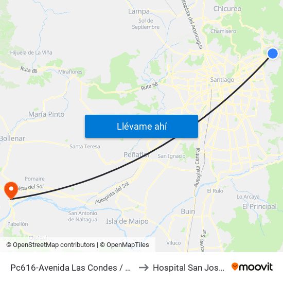 Pc616-Avenida Las Condes / Esq. Sn. Fco. De Asís to Hospital San José De Melipilla map