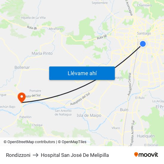 Rondizzoni to Hospital San José De Melipilla map