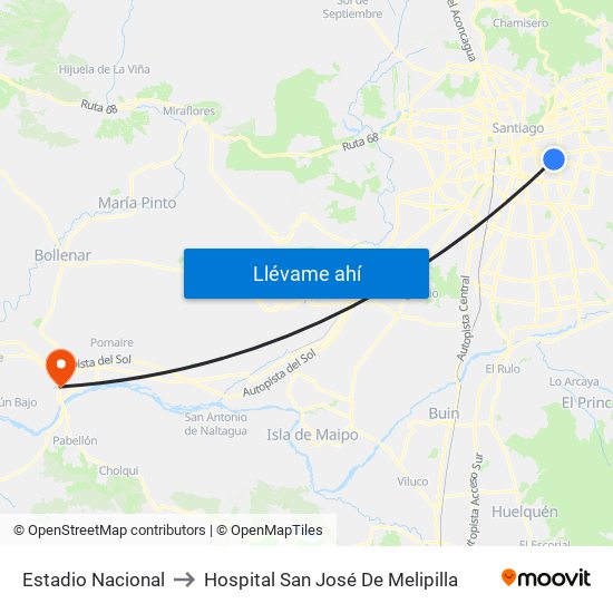 Estadio Nacional to Hospital San José De Melipilla map