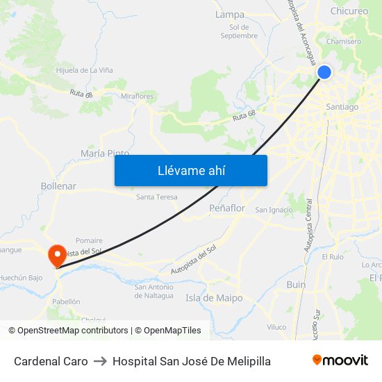 Cardenal Caro to Hospital San José De Melipilla map