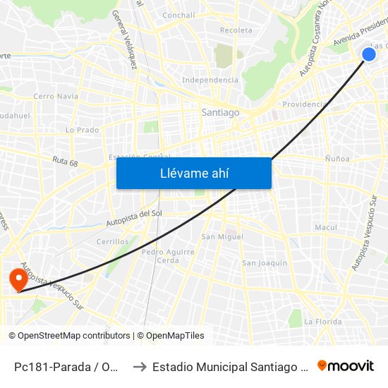 Pc181-Parada / Omnium to Estadio Municipal Santiago Bueras map