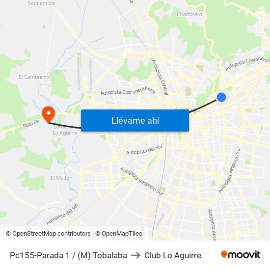 Pc155-Parada 1 / (M) Tobalaba to Club Lo Aguirre map