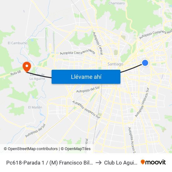 Pc618-Parada 1 / (M) Francisco Bilbao to Club Lo Aguirre map