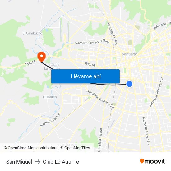 San Miguel to Club Lo Aguirre map