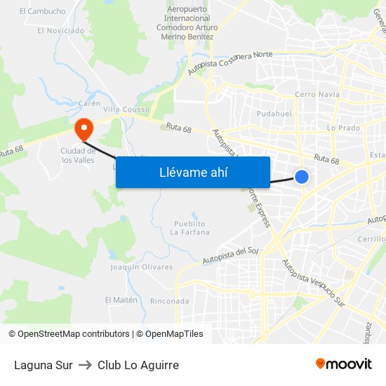 Laguna Sur to Club Lo Aguirre map