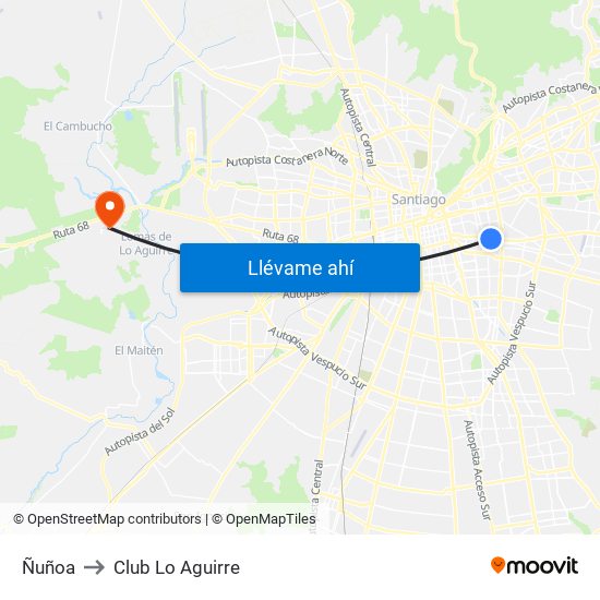 Ñuñoa to Club Lo Aguirre map