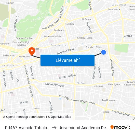 Pd467-Avenida Tobalaba / Esq. Hamburgo to Universidad Academia De Humanismo Cristiano map