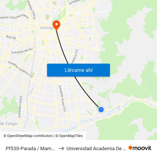 Pf530-Parada / Mampato Las Viscachas to Universidad Academia De Humanismo Cristiano map