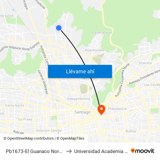 Pb1673-El Guanaco Norte / Esq. Santa Marta De H. to Universidad Academia De Humanismo Cristiano map