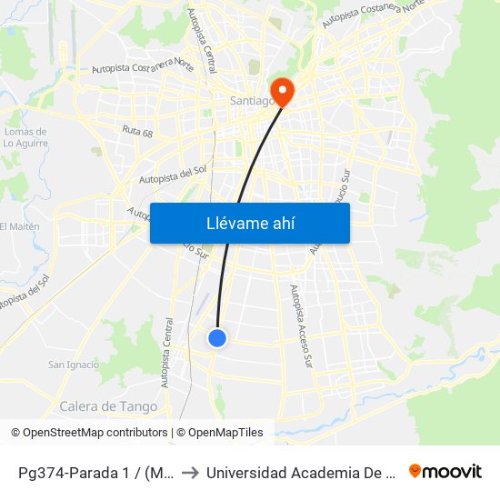 Pg374-Parada 1 / (M) Hospital El Pino to Universidad Academia De Humanismo Cristiano map