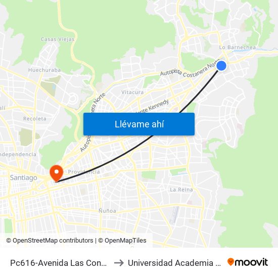 Pc616-Avenida Las Condes / Esq. Sn. Fco. De Asís to Universidad Academia De Humanismo Cristiano map