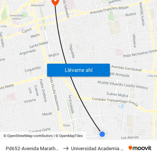 Pd652-Avenida Marathon / Esq. Guillermo Mann to Universidad Academia De Humanismo Cristiano map