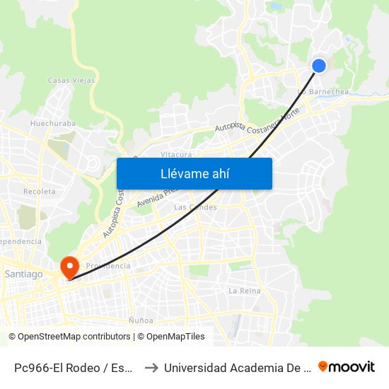 Pc966-El Rodeo / Esq. Av. Lo Barnechea to Universidad Academia De Humanismo Cristiano map