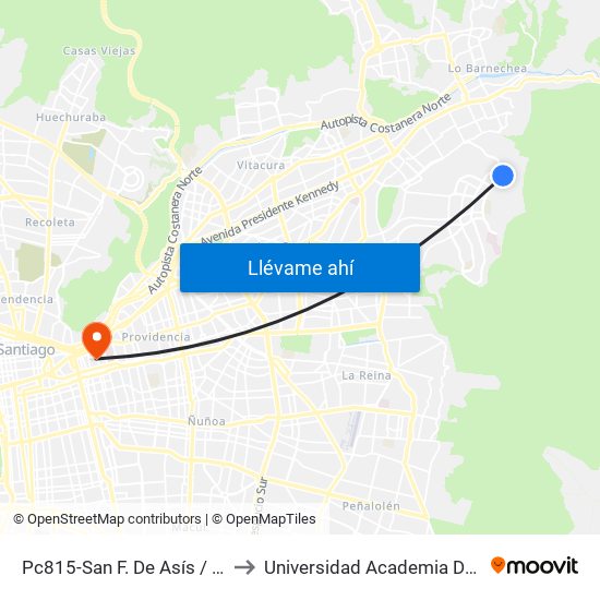 Pc815-San F. De Asís / Esq. Avenida La Plaza to Universidad Academia De Humanismo Cristiano map