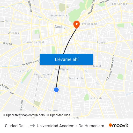 Ciudad Del Niño to Universidad Academia De Humanismo Cristiano map